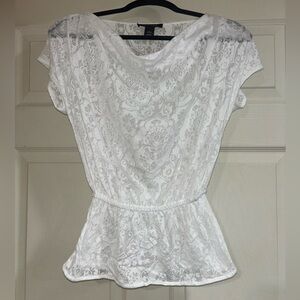 Women’s White House Black Market White Lace Top